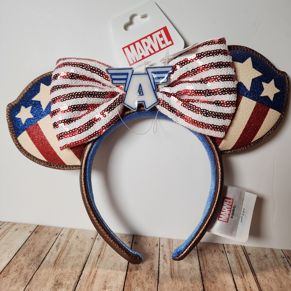Disney Parks Marvel Avengers Captain America Ear Headband for Adults